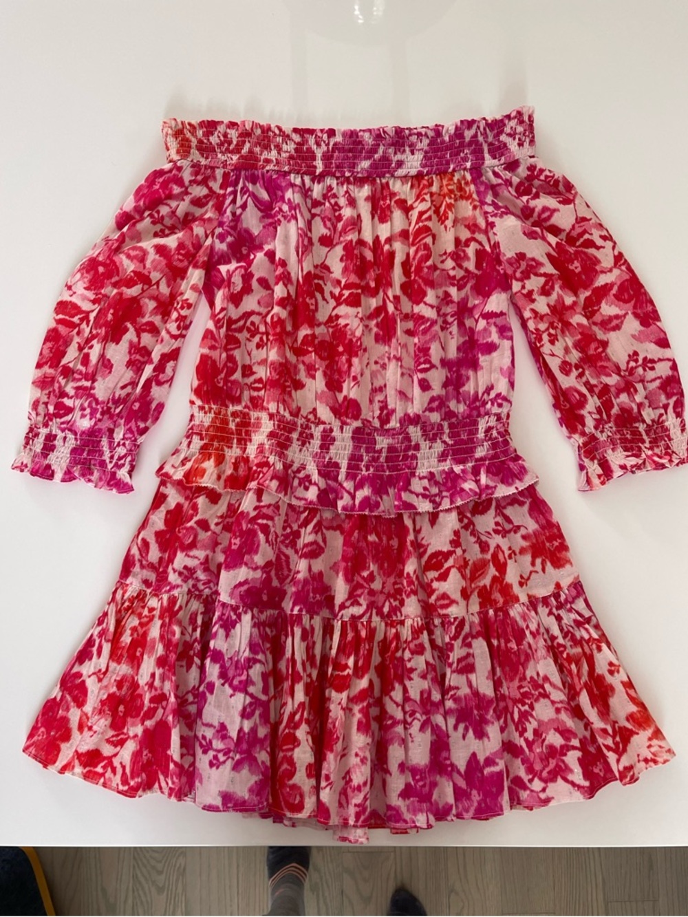 PQ Swim Off-Shoulder Pink & Red Floral Mini Dress